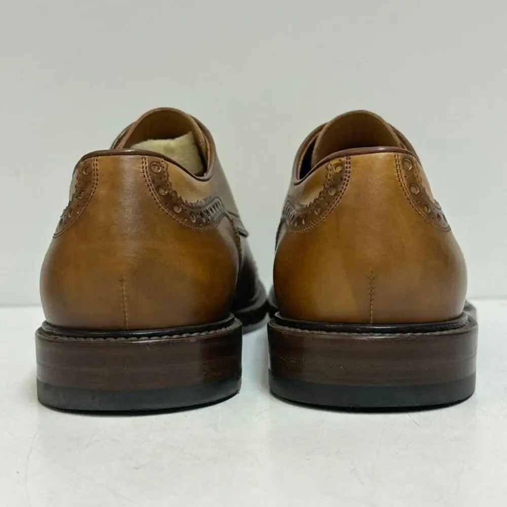 VGUC Gucci Cap Toe Derby Brogue Burnished Tan Calf Cognac Made in Italy US 9.5 D